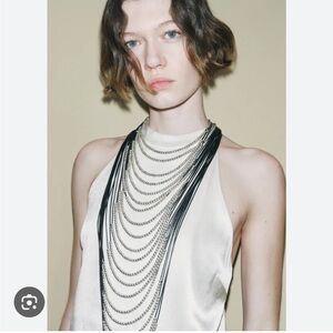 Zara NWT beaded waterfall necklace 4548/309